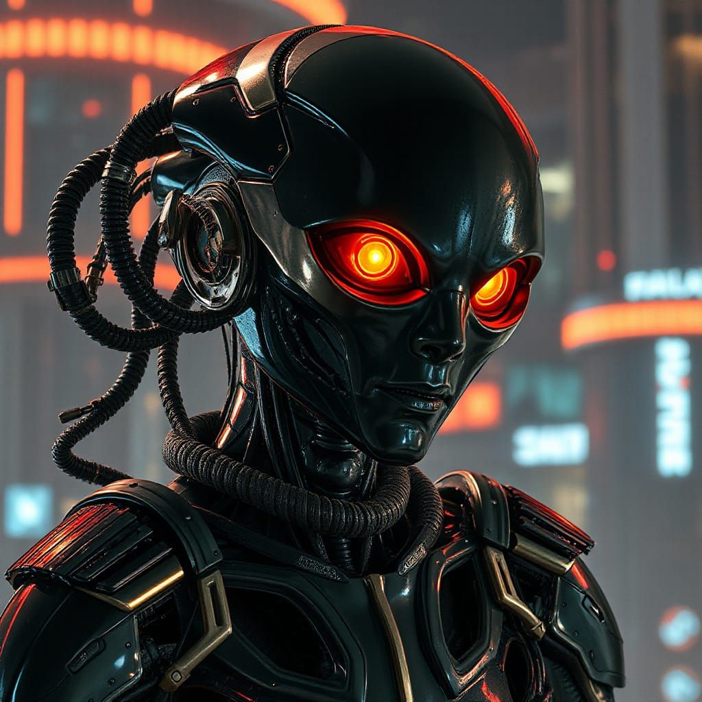 Cyberpunk Cybernetic Alien in Synthetic Style