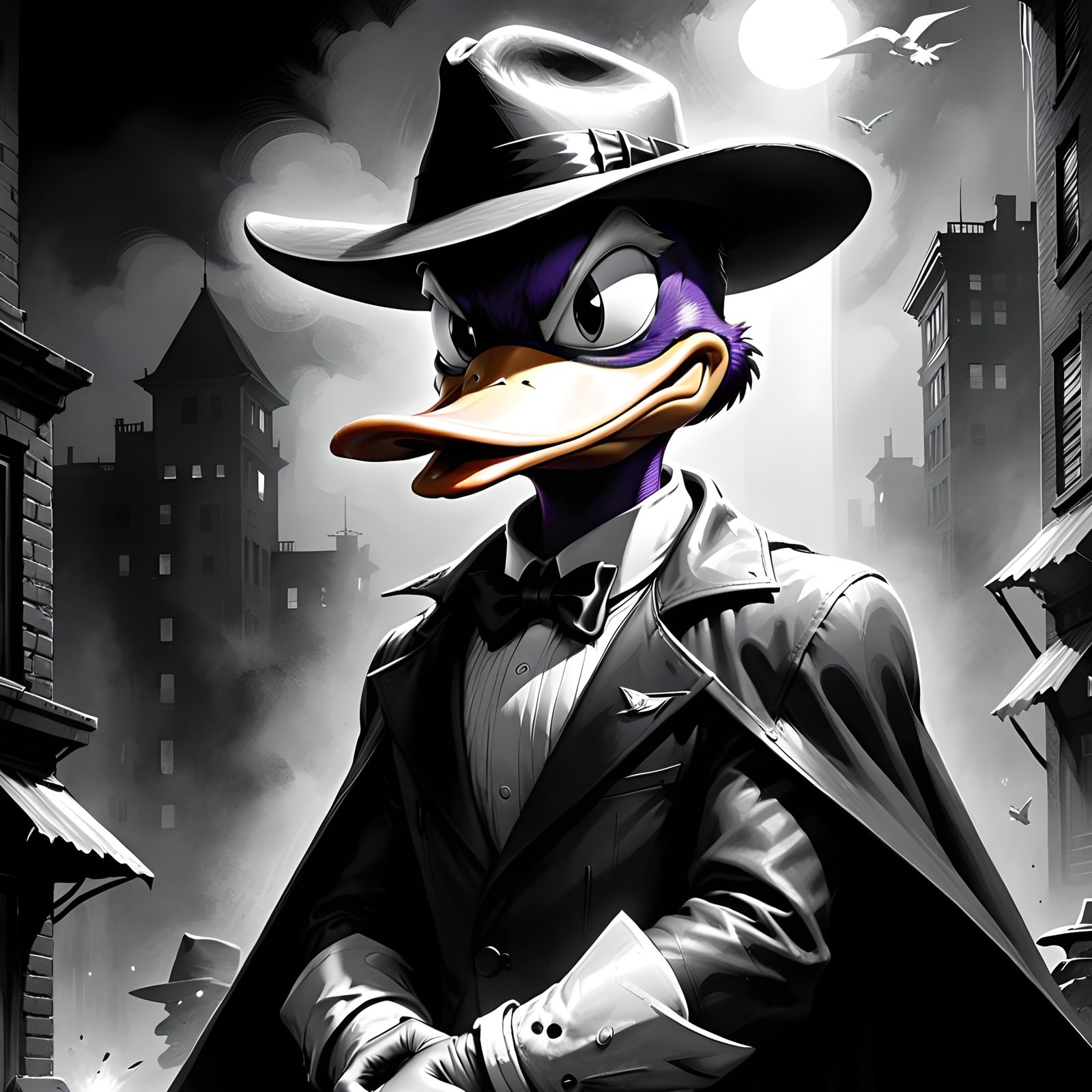 Darkwing Duck Comic Book Cover in Noir Style