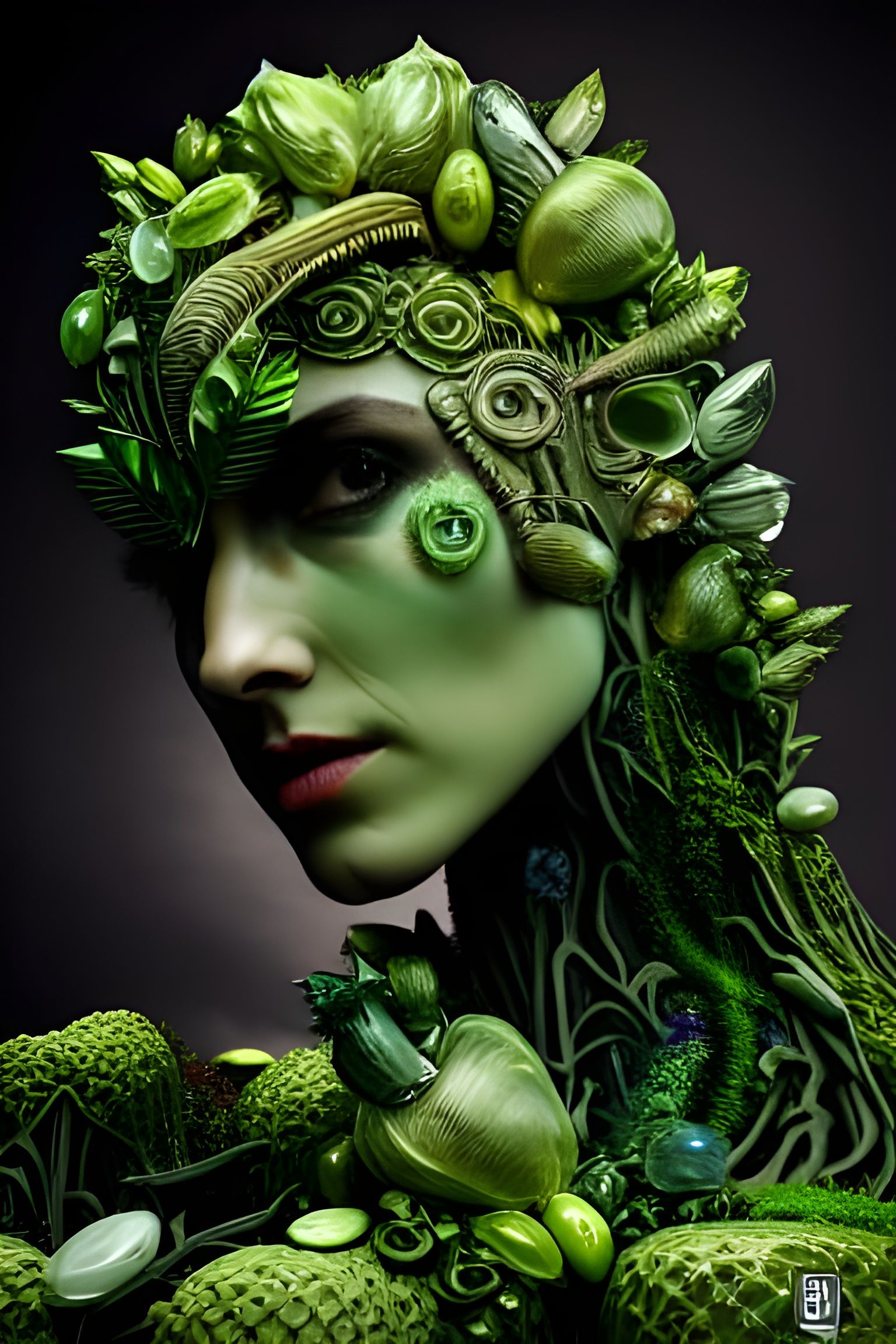 Evil Tree Sculpture: Hyperdetailed Green Nature Art