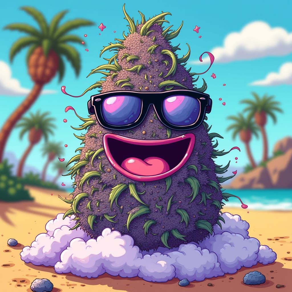 Laid-Back Granddaddy Purple Bud in California Raisins Style