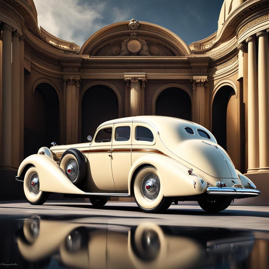 Art Deco 1938 Cream Limousine at the Opera