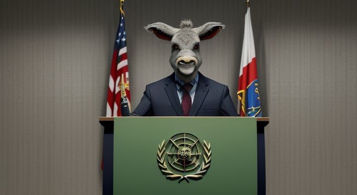 Anthropomorphic Donkey Press Conference at WHO