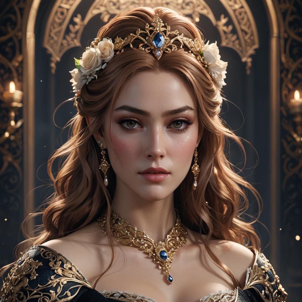 Elegant Anime Portrait in Detailed, Ornate Style