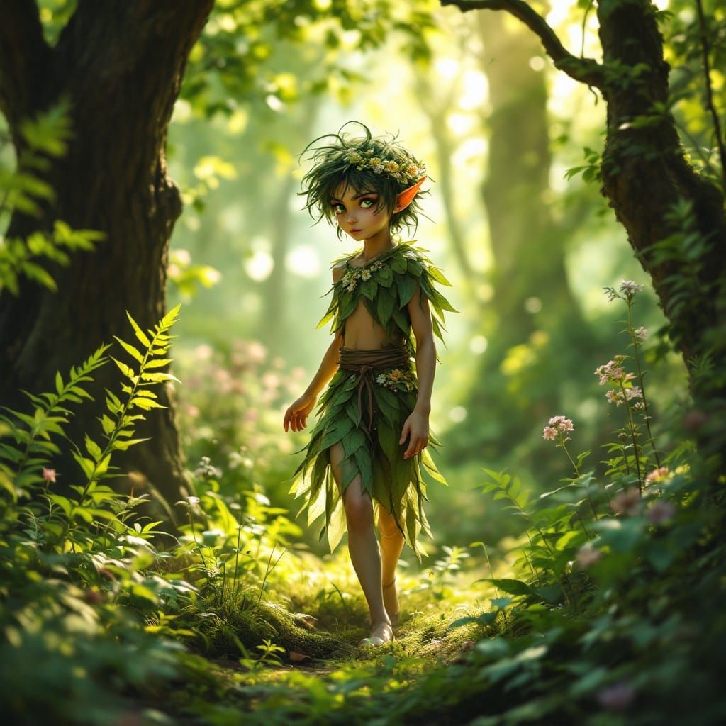 Elf Forest Spirit in Primeval Forest