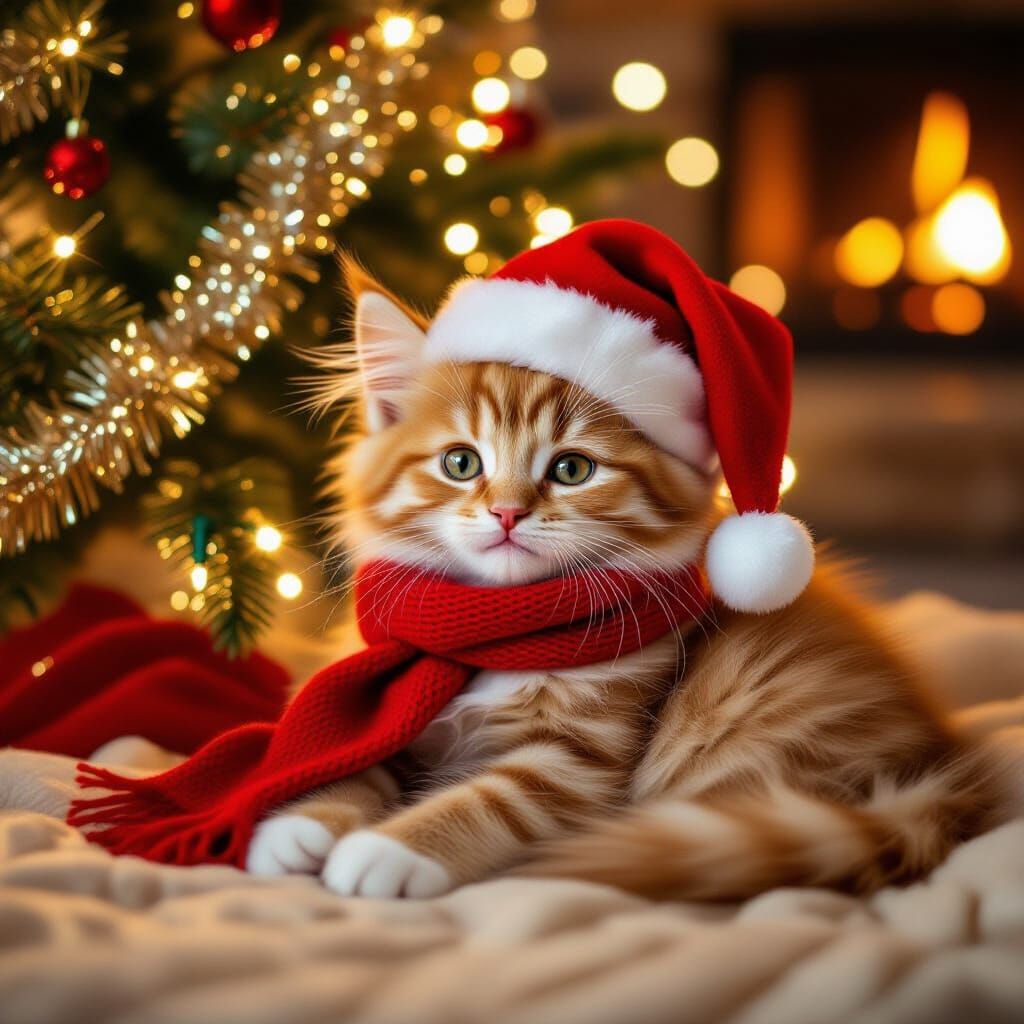 Cute Christmas kitten