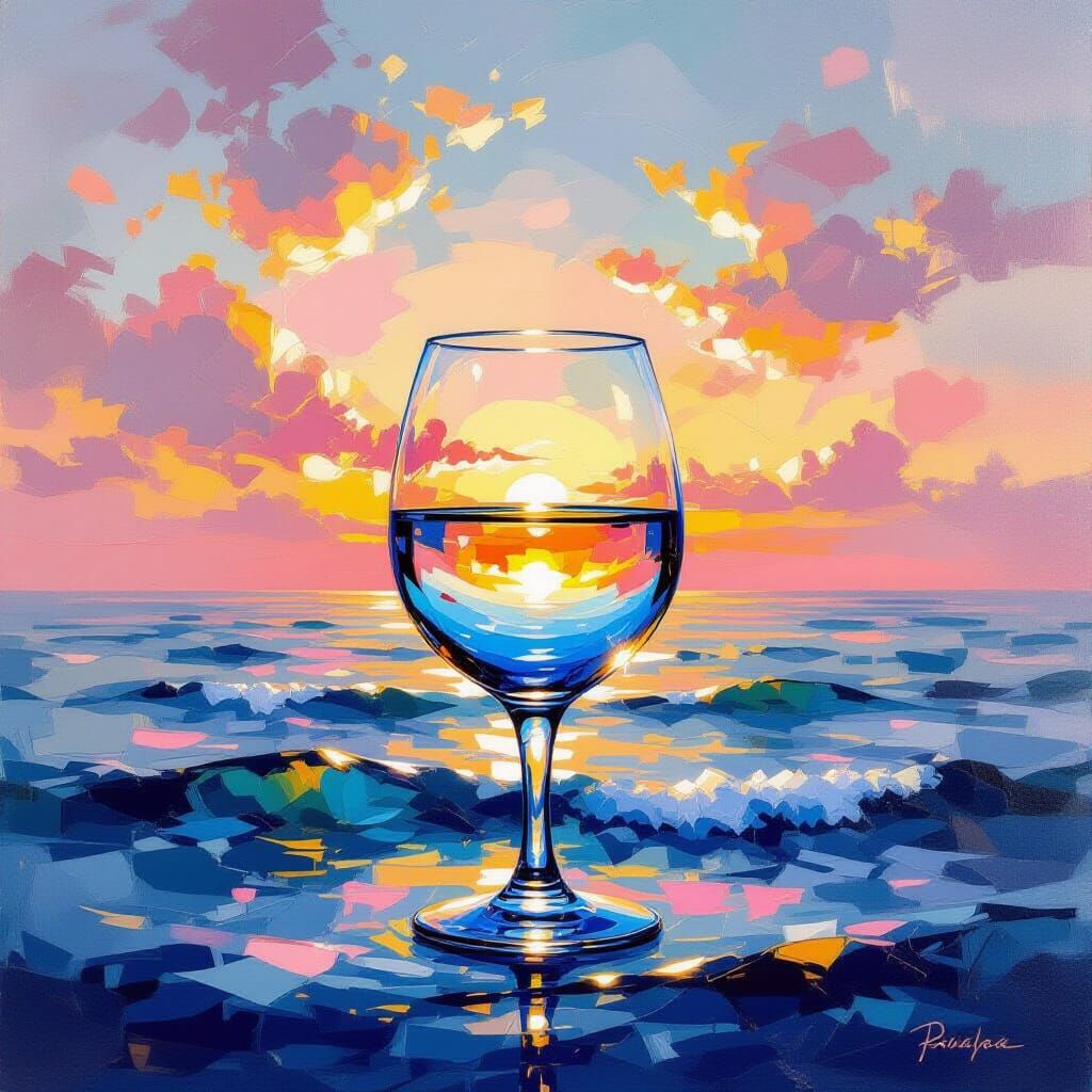 Sunset in a Glass: Impressionist Rococo Painting