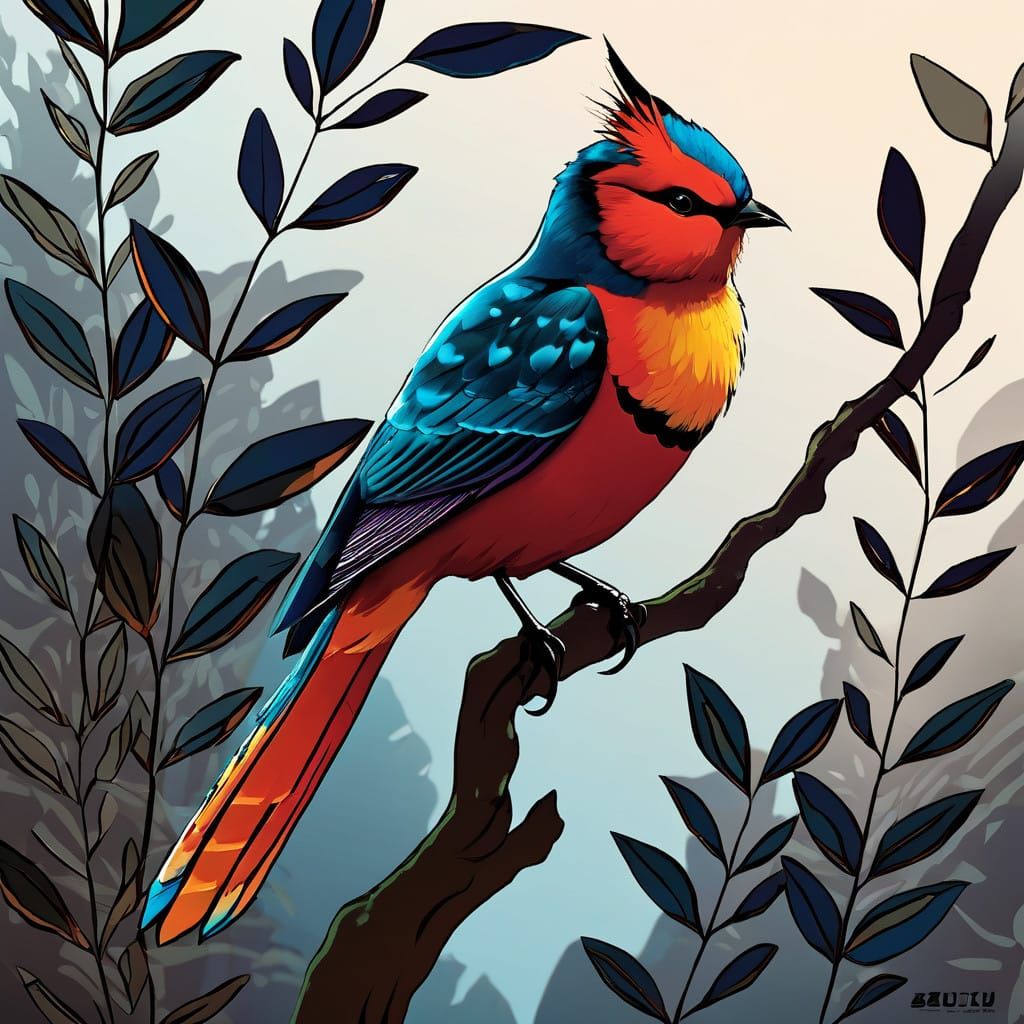 Majestic Bird in Vibrant Manga Style