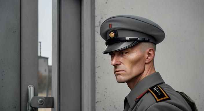 East German Soldier Opens Berlin Wall Door