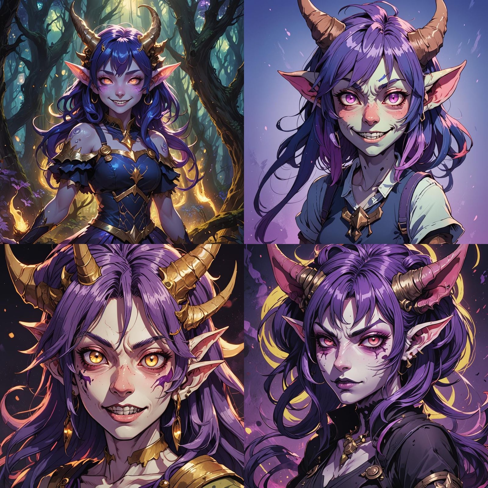 Anime Demon Goblin Girl in Cel-Shaded Style