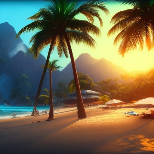 Tropical Beach Fantasy Concept Art