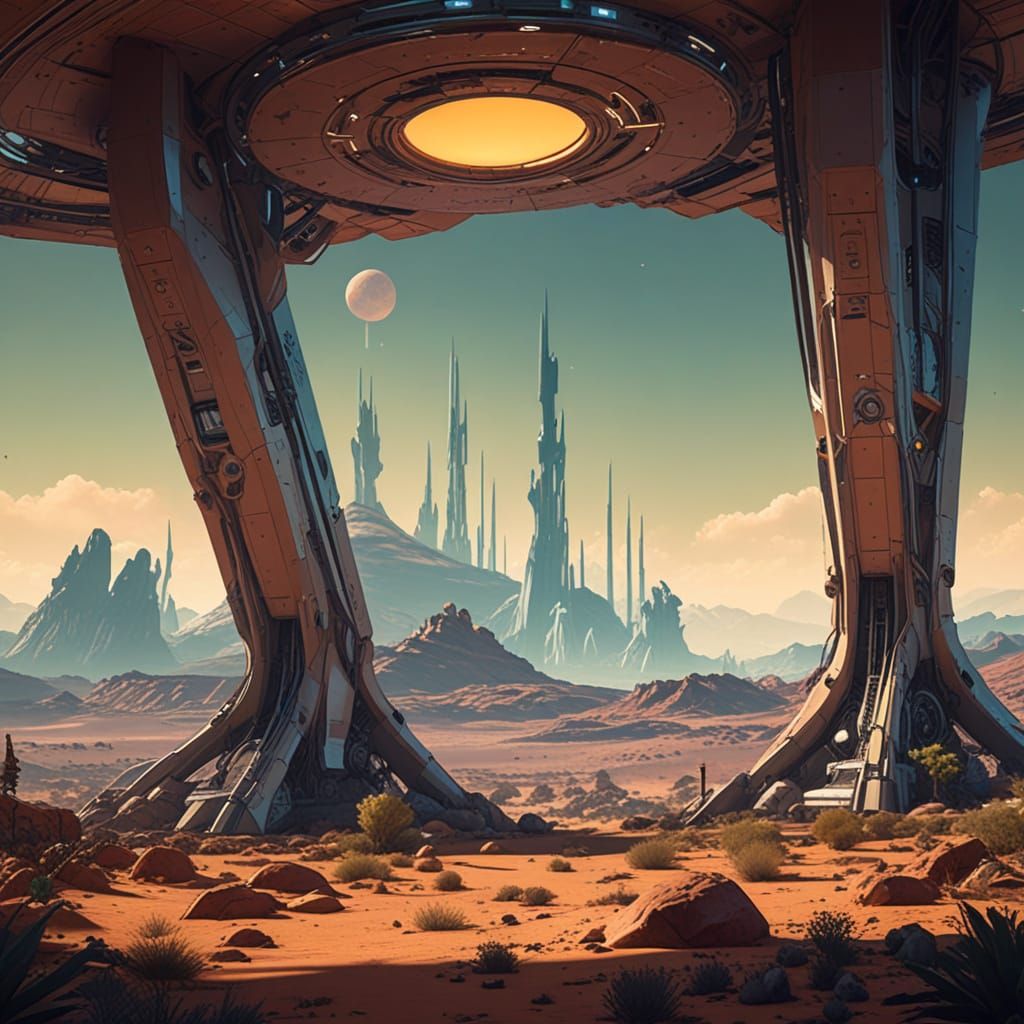 Eco-Friendly Futuristic Settlement on Mars in Solarpunk Styl...
