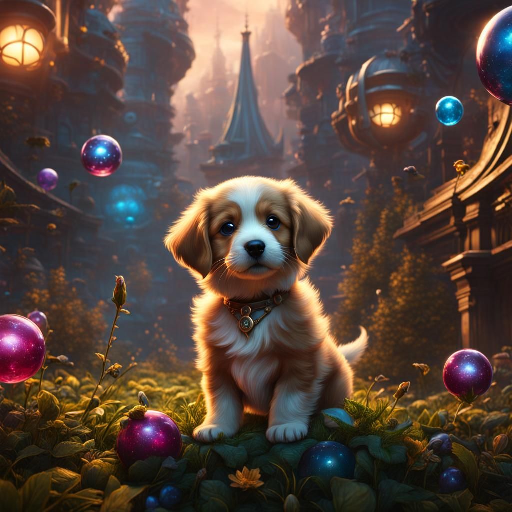 Puppy in a Bubble: Detailed Matte Painting