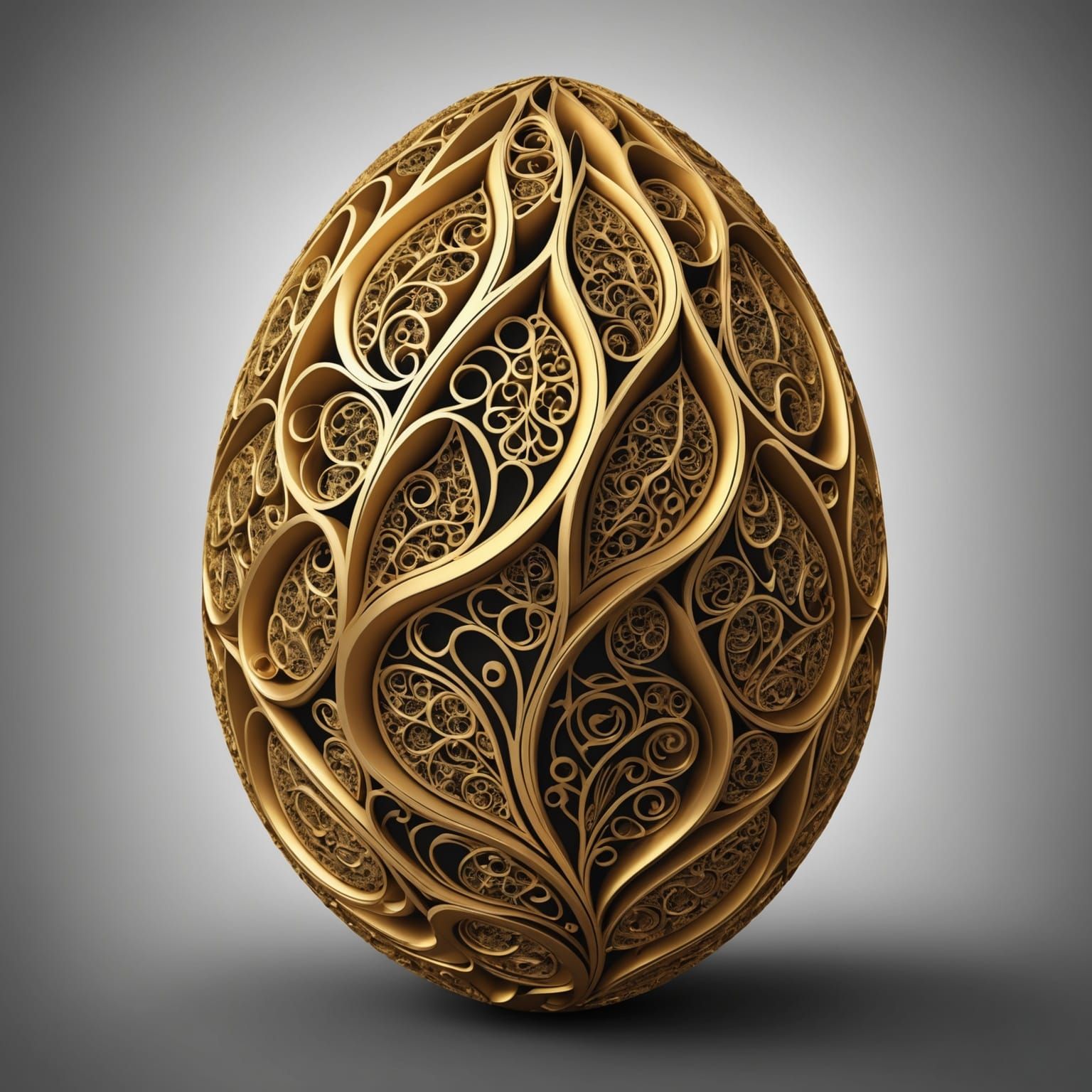 Abstract Golden Egg with Fractal Vector Design