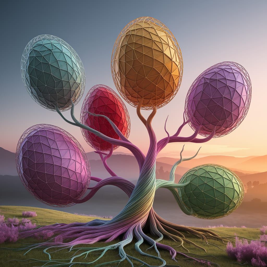 Eggs in Vibrant Symbiotic Flow on Tree of Life