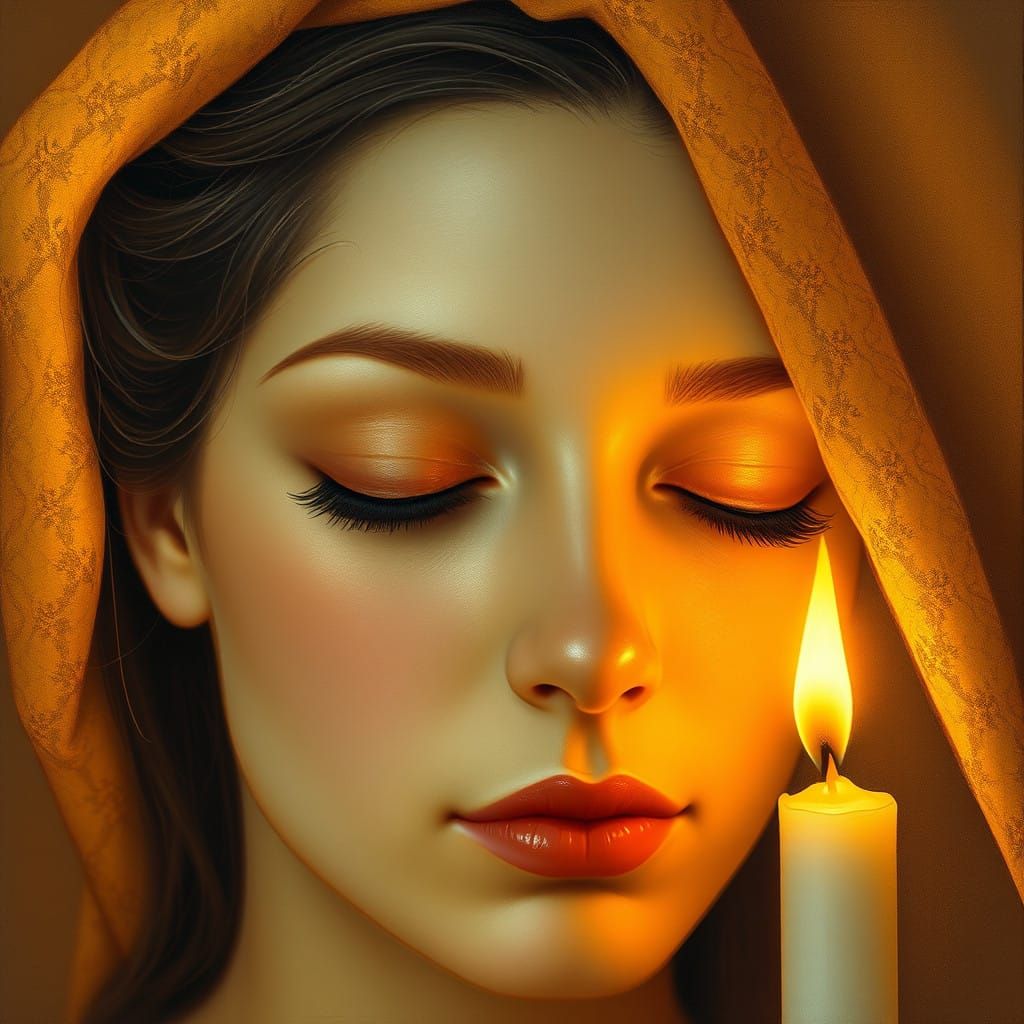 Ethereal Woman in Soft Golden Light