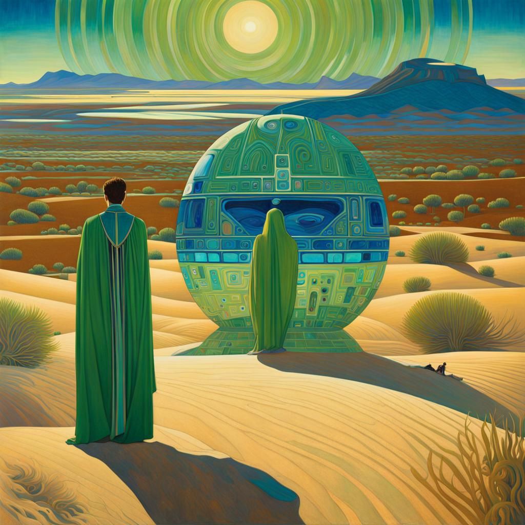 Desert Spaceship in Art Nouveau Style