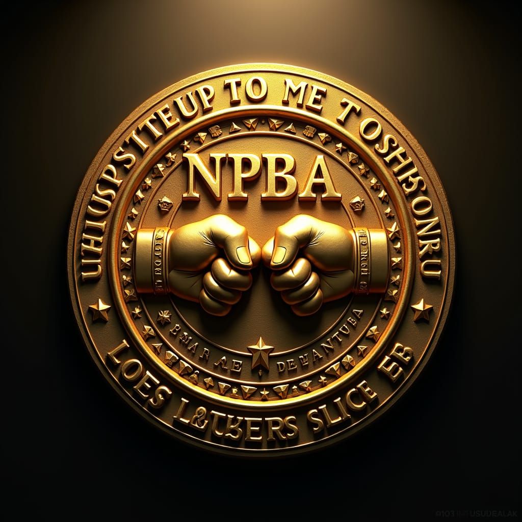 Golden Emblem Logo with Fists in Baroque Style