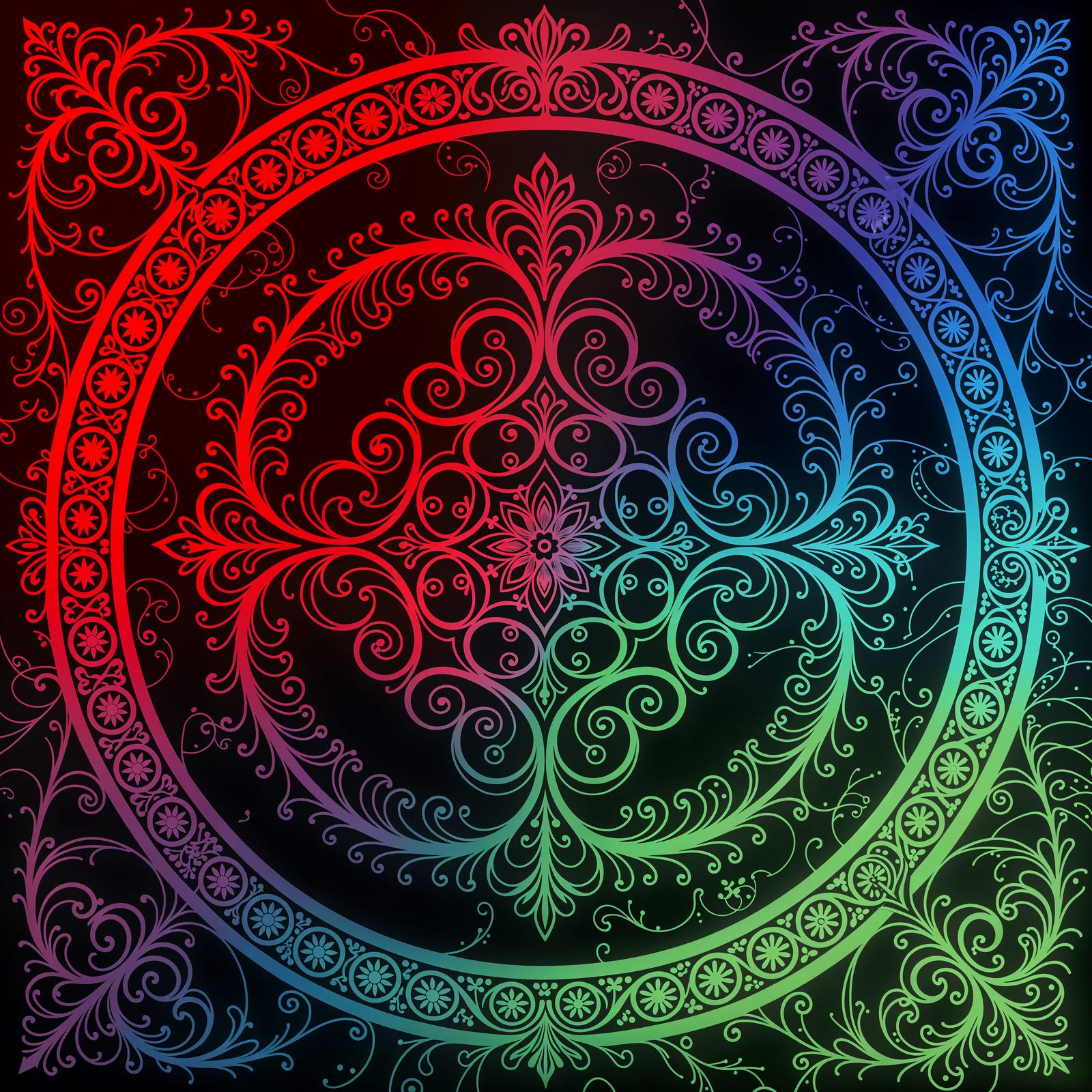 Gradient Red Purple Green Textures with Ornaments