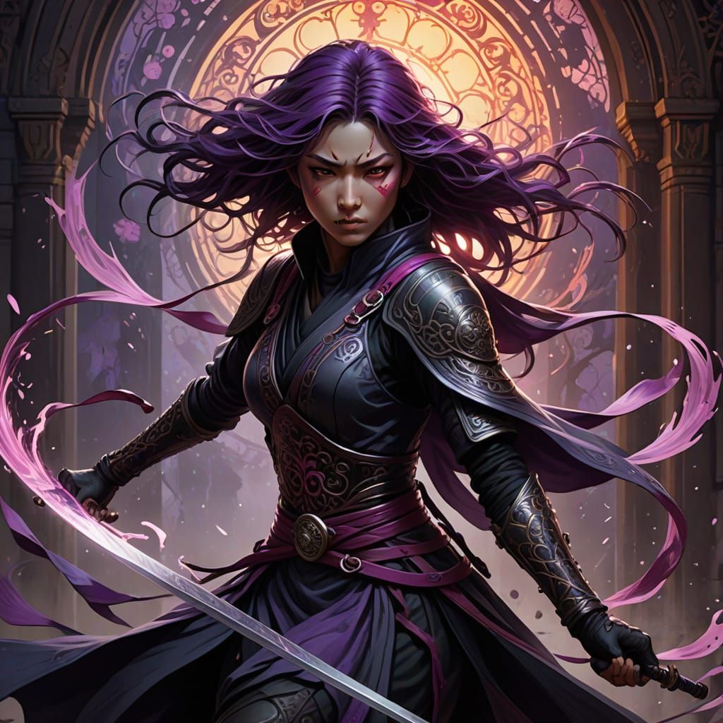 Dark Fantasy Martial Arts Ninja in Tattered Samurai Armor