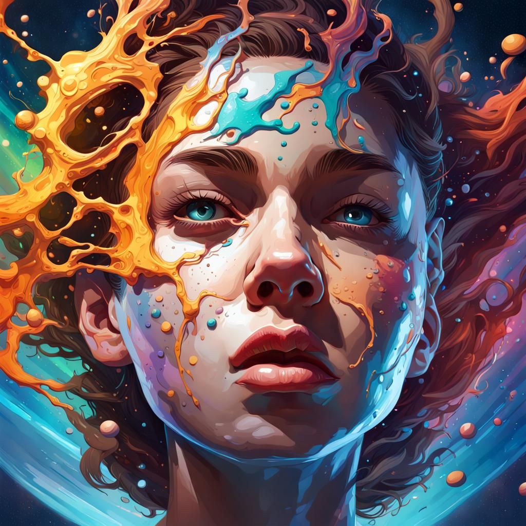 Hyperrealistic Outer Space Portrait in Splash Art Style