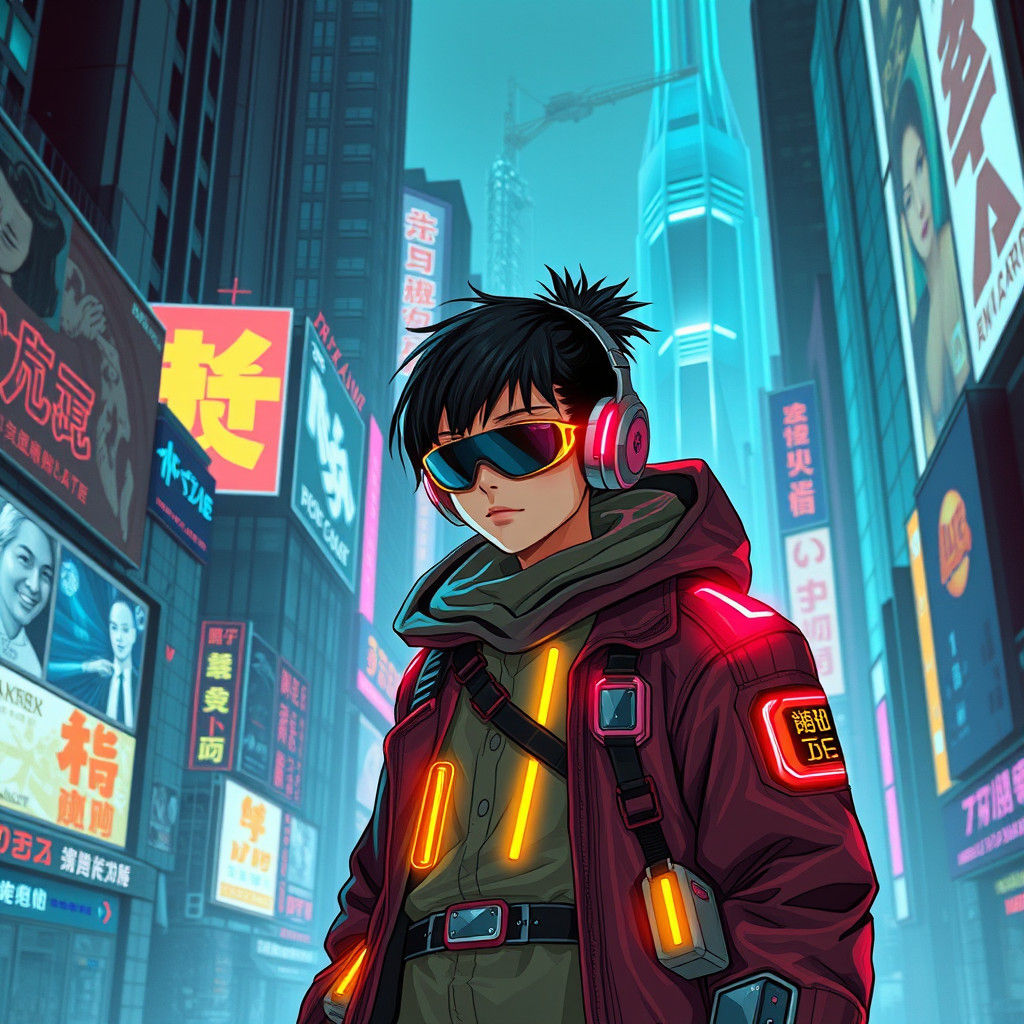 Futuristic Youth in Dystopian City, Cyberpunk Style