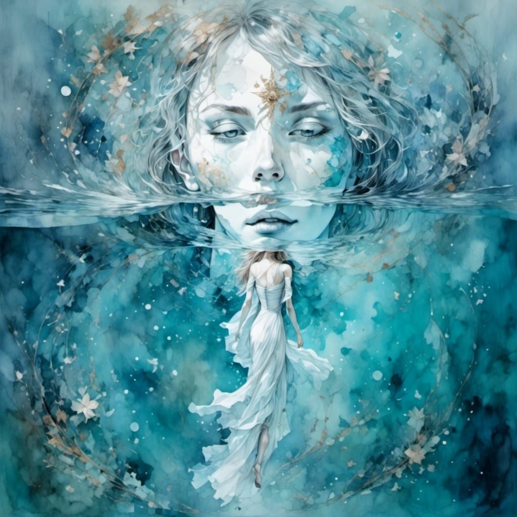 Selene, Greek Moon Goddess in Minimalist Style