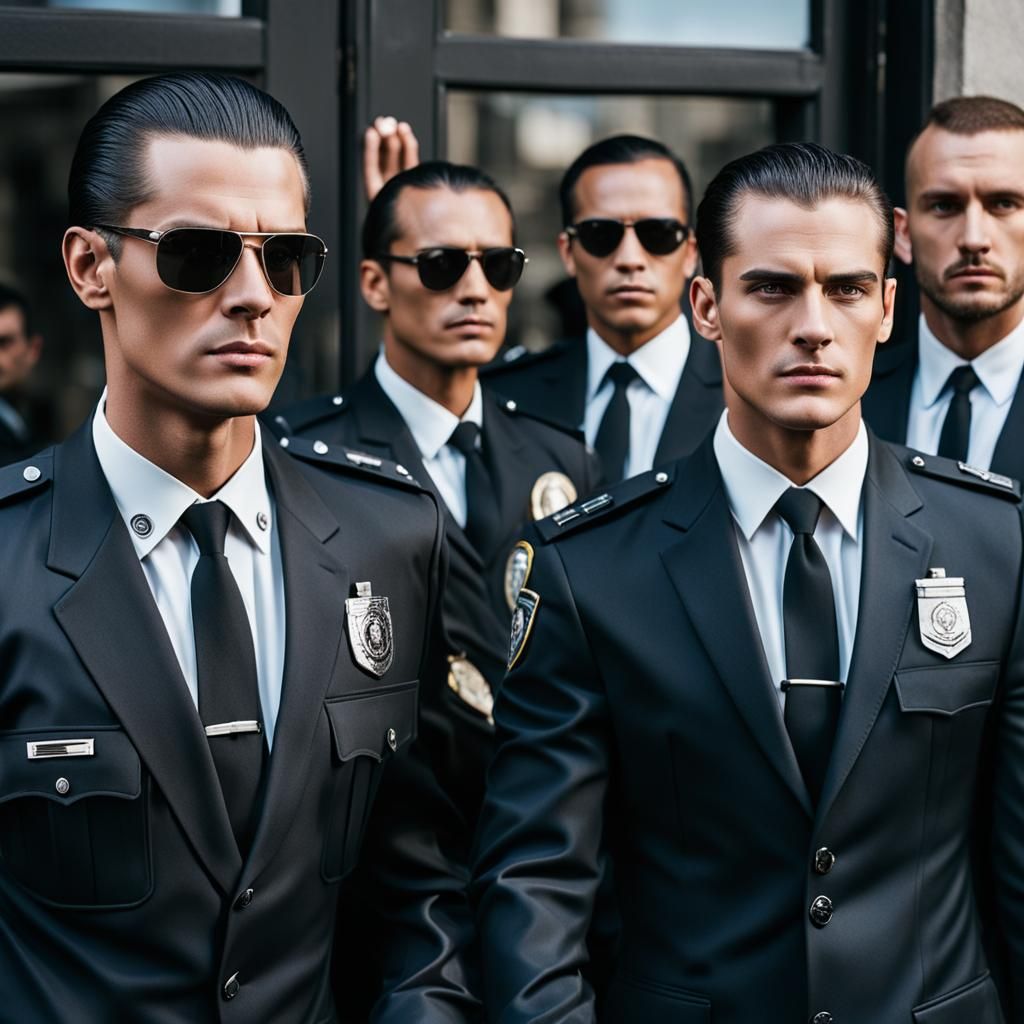 Charming Strong Security Man Making Arrest