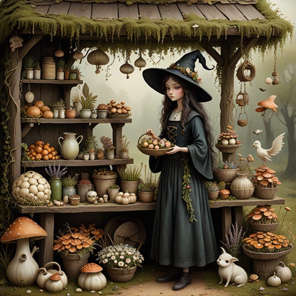 Whimsical Witch's Farmstand in Ethereal Style