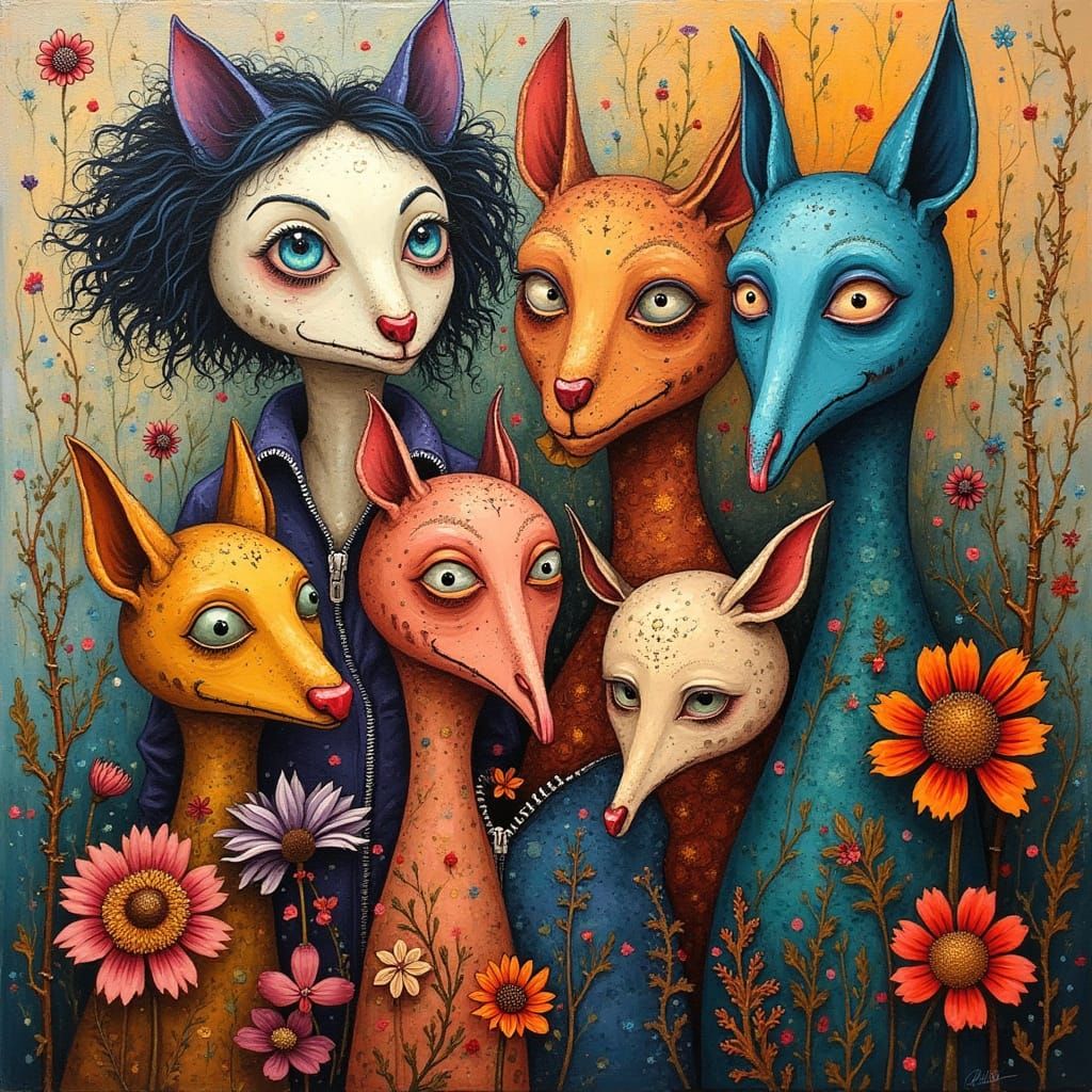 Vibrant Impasto Artwork of Animal Faces and Bodies