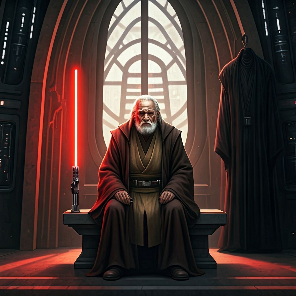Wise Jedi Master with Lightsaber, Digital Art