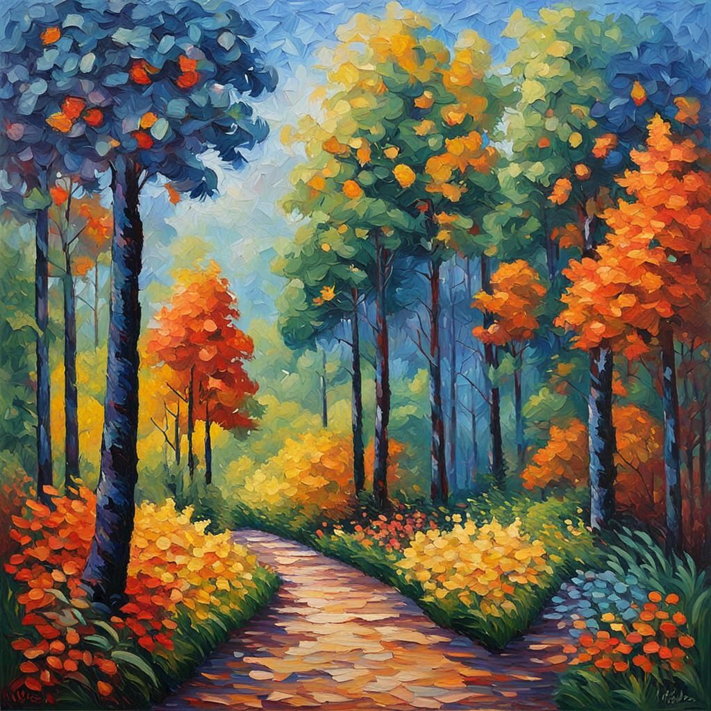 Lush Jungle in Neo-Impressionist Expressionist Style