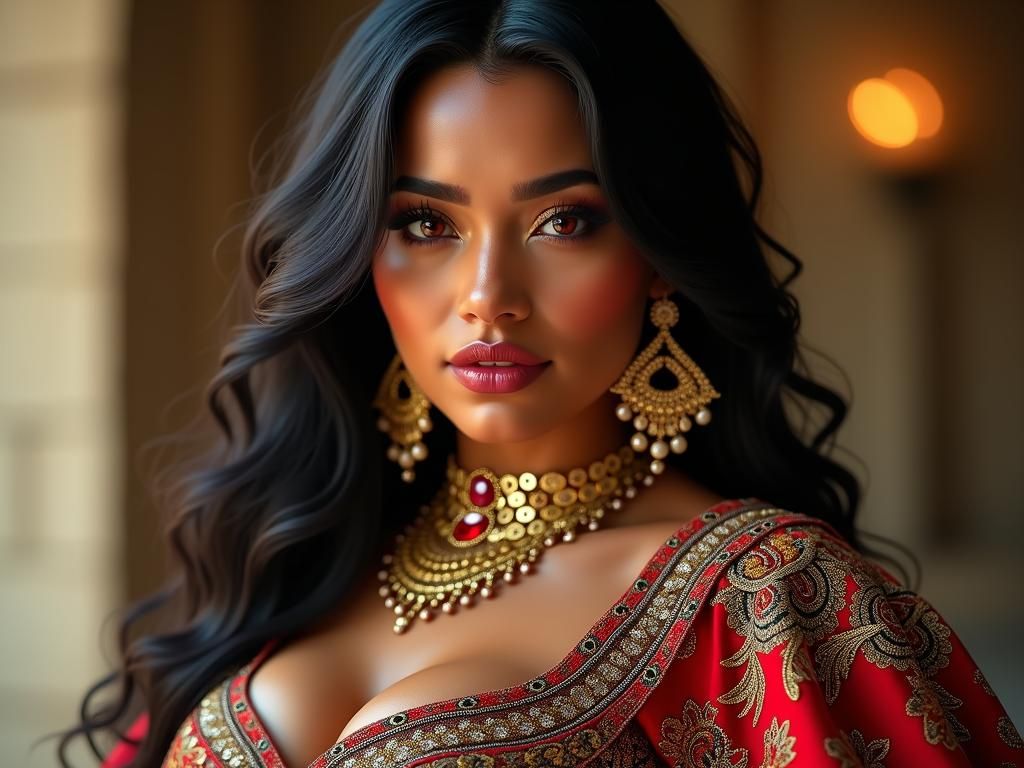 Colombian Woman Portrait with Cyberpunk Elements