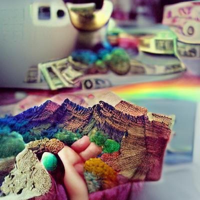 Vibrant Treasures: Multicolored Money and Landscapes