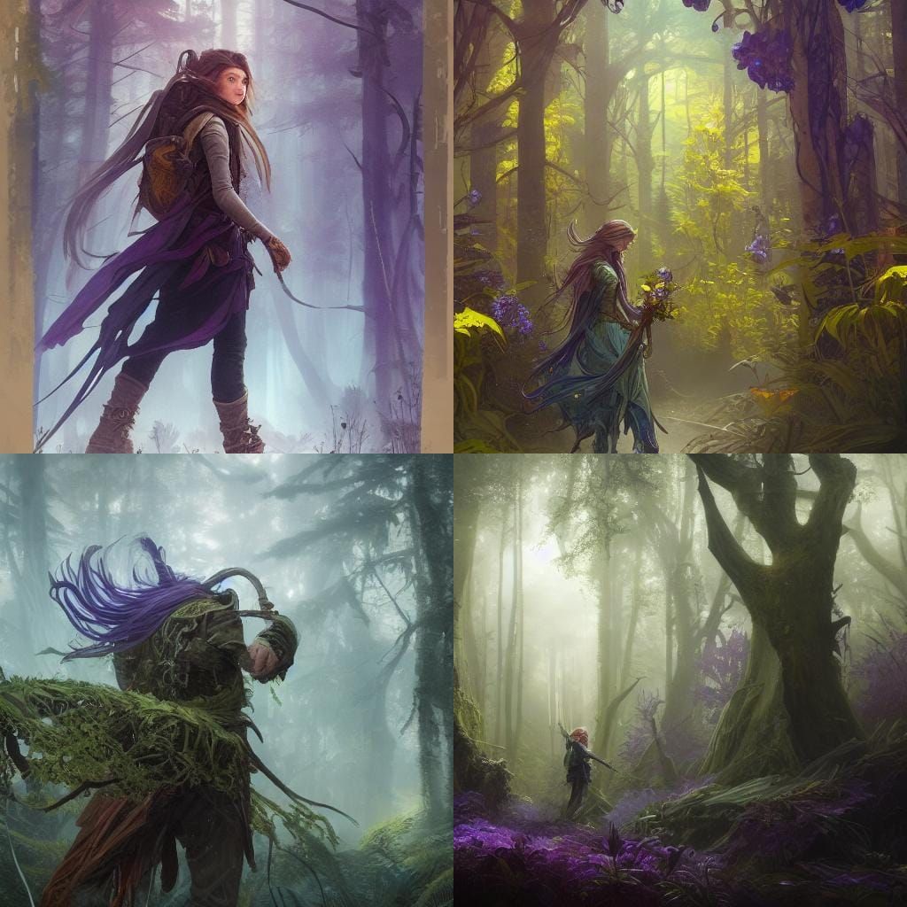 Enchanted Forest Explorer in Dark Fantasy Style