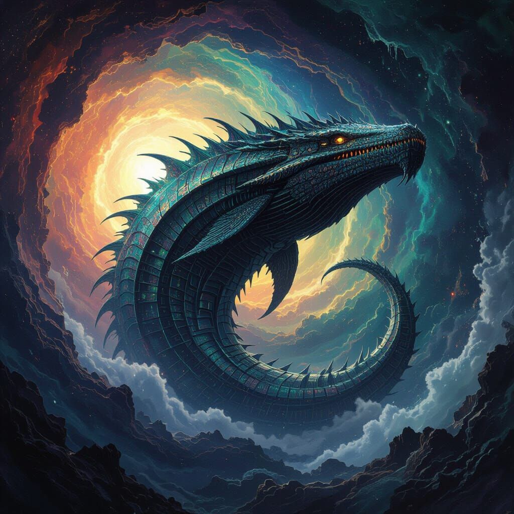 Cosmic Leviathan Emerges: Animated Biomechanical Horror