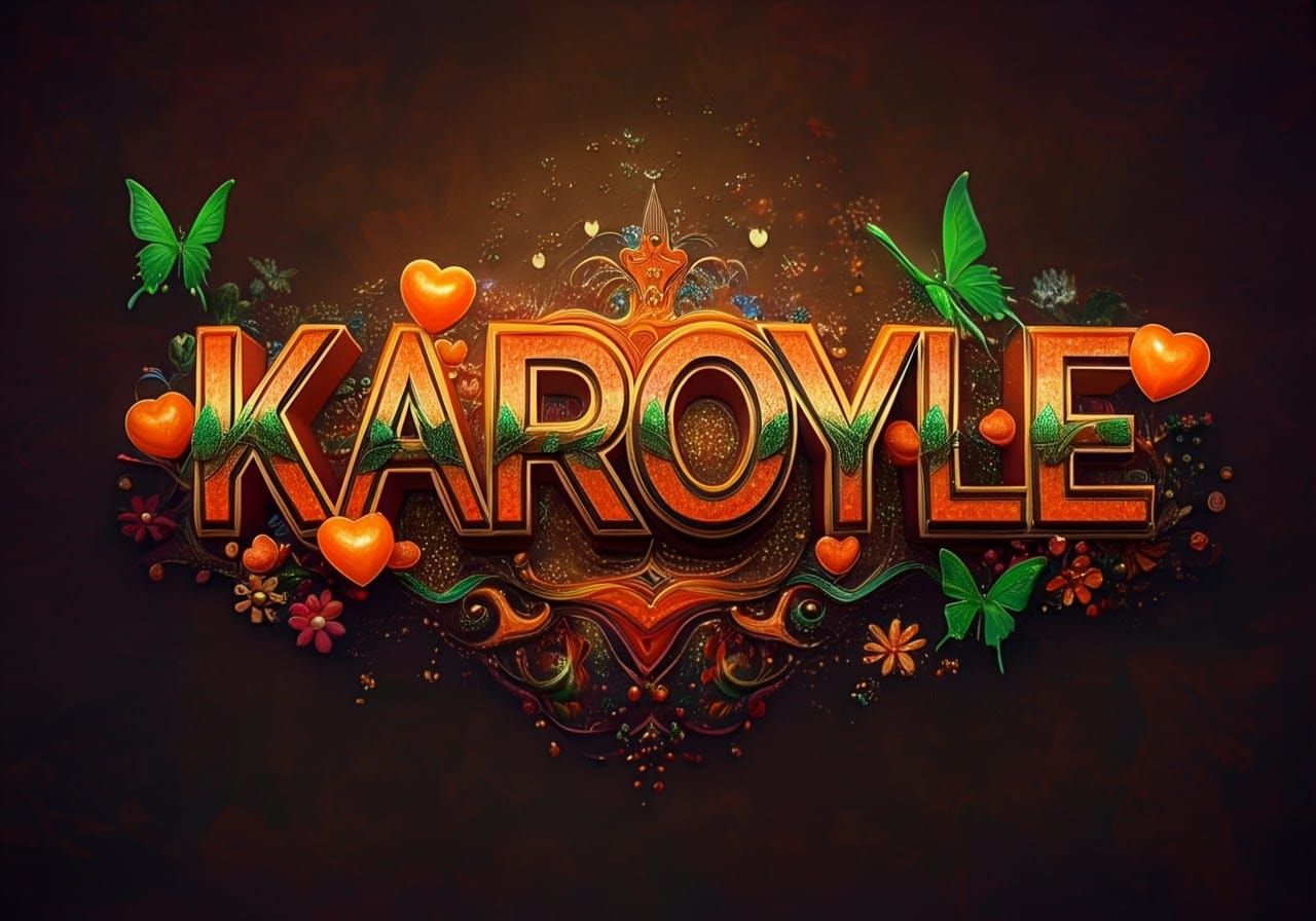 Luxurious 3D Render of KAROYLE with Hearts and Butterflies