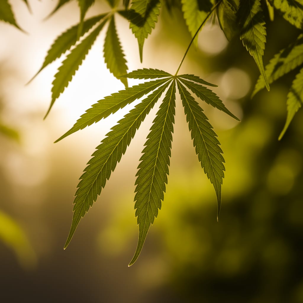 Emerald Leaf Illuminated in Warm Light
