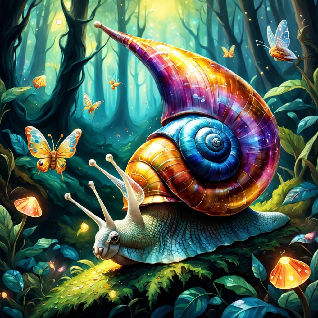 Fantasy Snail and Fairy's Mystical Forest Adventure