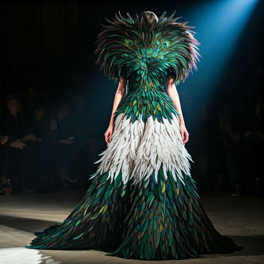 Feather Gown: Iridescent Peacock Hues