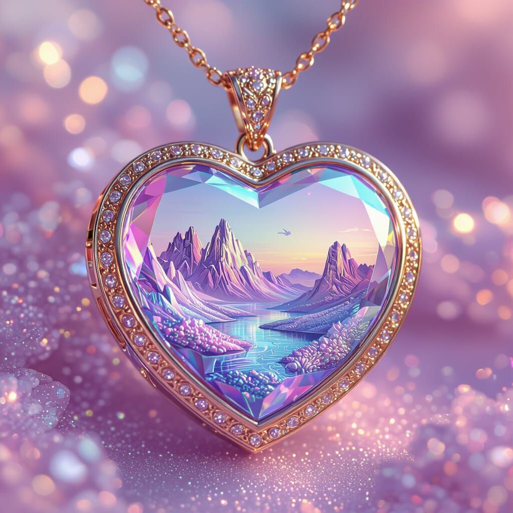 Iridescent Heart Lockets with Microscopic Landscapes