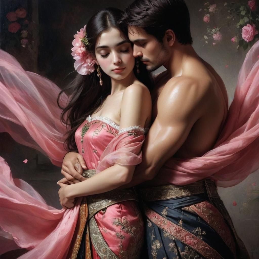 Intimate Couple Embrace Expressing Love and Affection