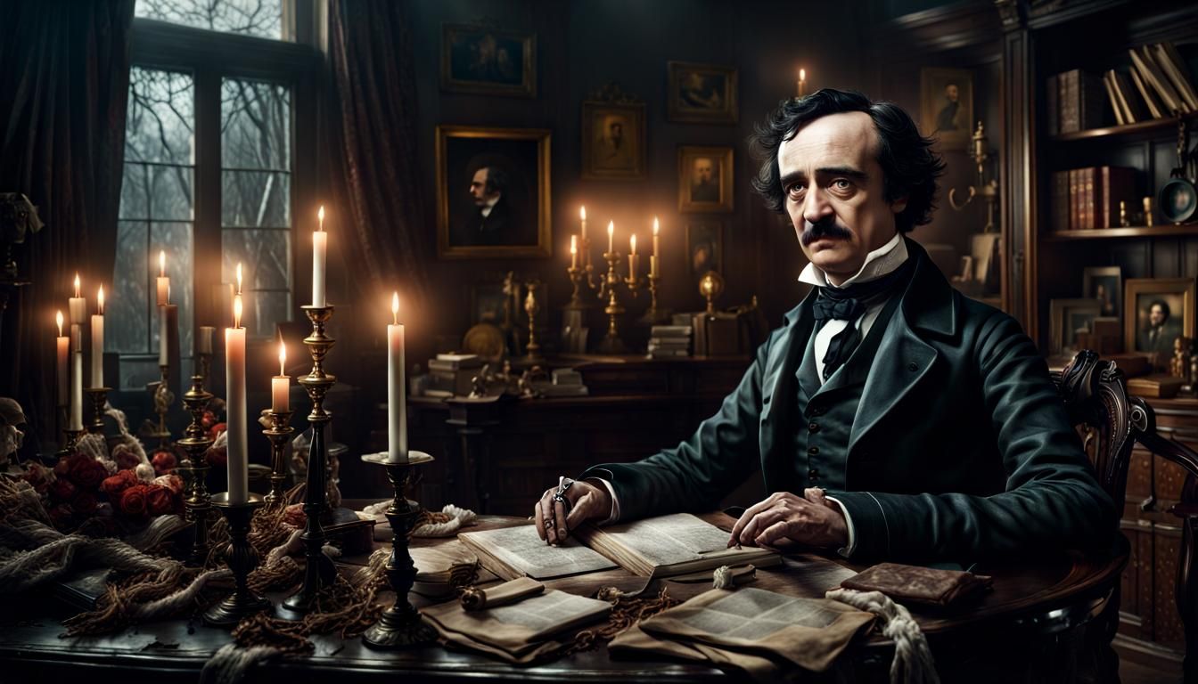 Hyperrealistic Edgar Allan Poe in Cinematic Style