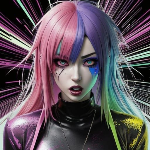 Cringe Anime Girl in Glitter Field