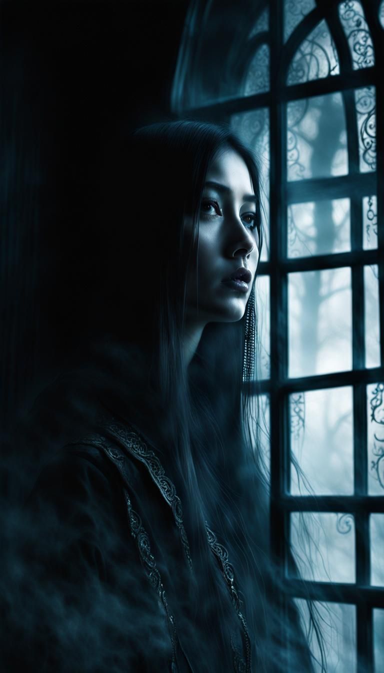 Demonic Shadow Apparition in Ominous Liminal Building