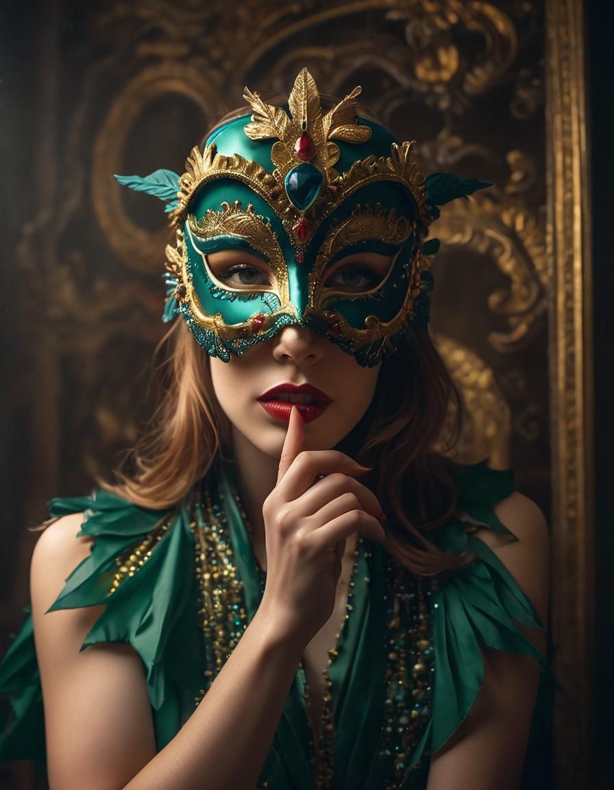 Alluring Woman Reveals Face, Cinematic Film Still