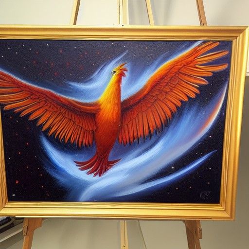 Phoenix Bird Creates the Universe: Oil Painting