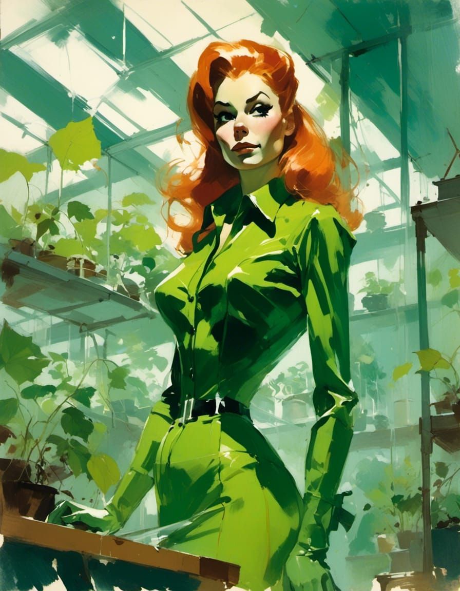 Poison Ivy in Biogenetics Lab, Pin-Up Portrait