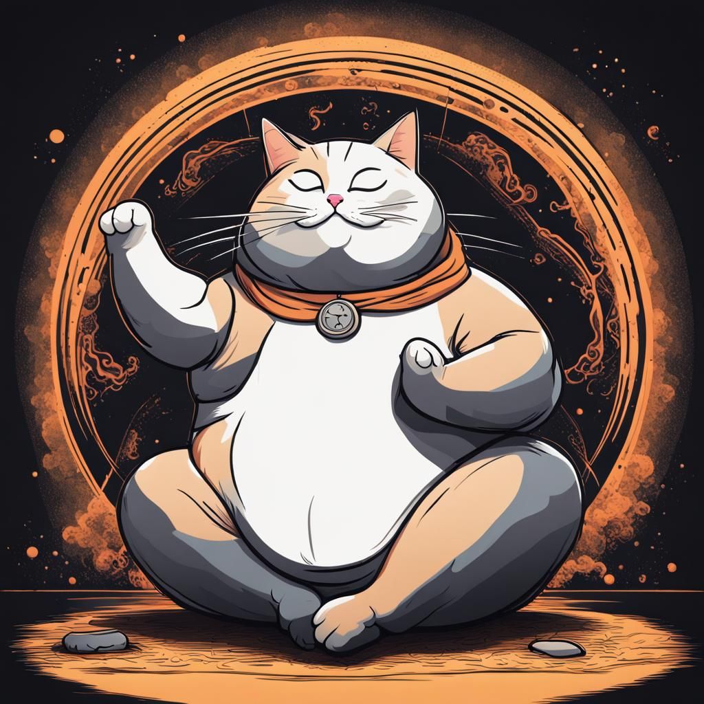 Chubby Cat Yoga Vector Graphic for T-Shirt