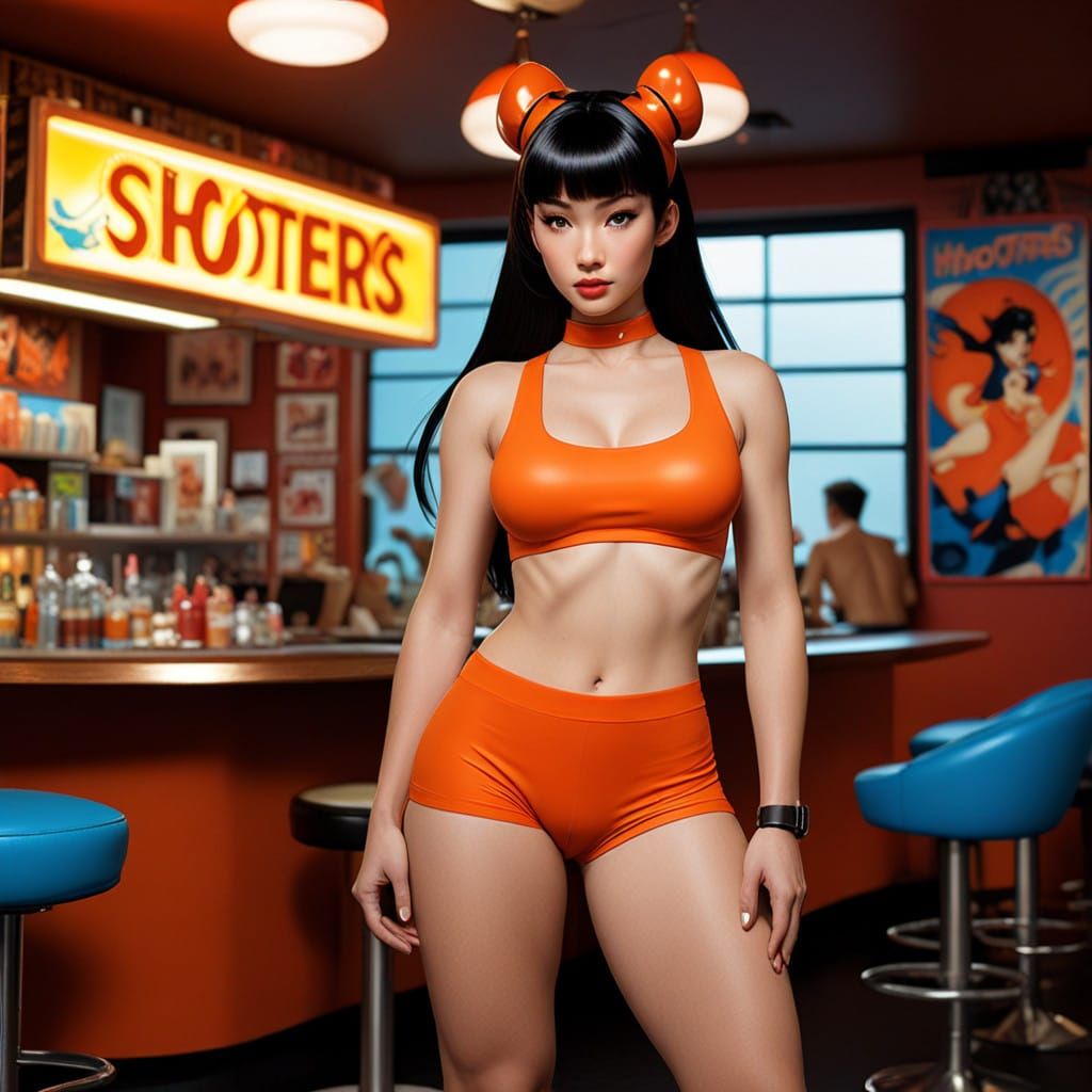 Chun Li as Hooters Waitress in Anime Pin-Up Style