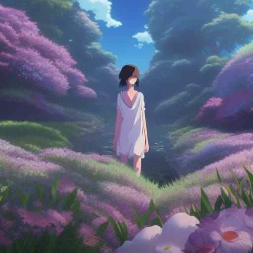 Anime Flowers in Silver Summer Vibe